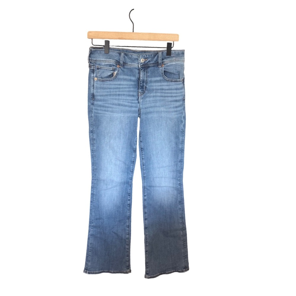 American Eagle Kick Boot Jeans Women 10 Mid-Rise Stretch Bootcut Medium Wash